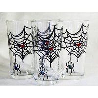 Spinnennetz Handbemaltes Trinkglas Set Aus 4 Halloween Wassergläsern Spinnennetz Handbemaltes Trinkglas Set Aus 4 Halloween Wassergläsern von StainedGlassware
