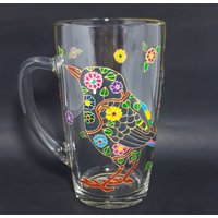 Vogel Becher Handgemacht - Handbemalte Glas Kaffeetassen Personalisiertes Geschenk Für Sie, Einzigartige Tasse von StainedGlassware