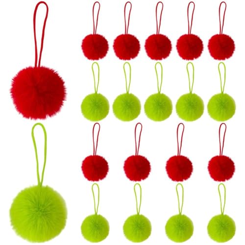 20 Stück Pelzige Weihnachtskugel-Ornamente Seilanhänger, Pelzige Elfen-Ornamente, Kunstpelz-Pompon-bälle, Weihnachtsdekorationen Für Zuhause, Drinnen Und Draußen, Feiertagsparty von Stakee