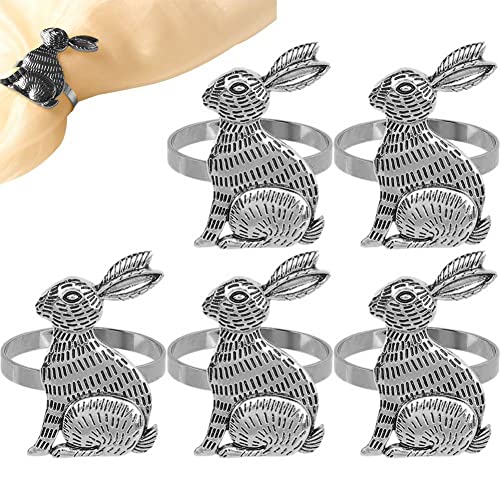 6pcs Bunny Serviettenringe Oster Kaninchengewebeschnallen Metall -serviettenhalter Tischdekoration Für Die Osterpartyversorgung von Stakee