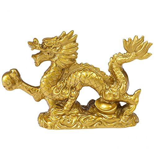 Chinesische Feng Shui Dragon Chinese Dragon Statue Lucky Chinese Zodiac Statue Gold Dragon Ornament Für Desktop -Dekoration von Stakee