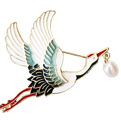 Emaille Bird Brosche Kranperlenlegierung Brosche Flugvogel Brosche Stimulation Tier Brosche Schmuck Für Frauen Männer von Stakee
