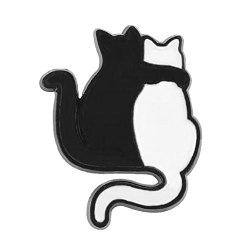 Öllegierung Brosche Abzeichen Schwarzer Katze Weiße Katze Cartoon Pin Kragenclip Für Kind von Stakee