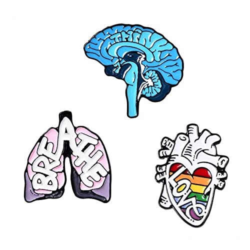 Stakee 3pcs Cartoon Körper Organer Brosche Herz Lungenhirn Pin Menschliche Anatomie Brosche Medizinischer Schmuck Geschenk Für Arzt Krankenschwester von Stakee