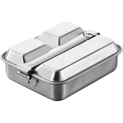 Stakee Tragbare Militär-essgeschirr, Edelstahl-bento-Box Griff, Camping-bento-Box-lunchbehälter Für Outdoor-wanderpicknick-Grillen Stakee Tragbare Militär-essgeschirr, Edelstahl-bento-Box Griff, Camping-bento-Box-lunchbehälter Für Outdoor-wanderpicknick-Grillen von Stakee