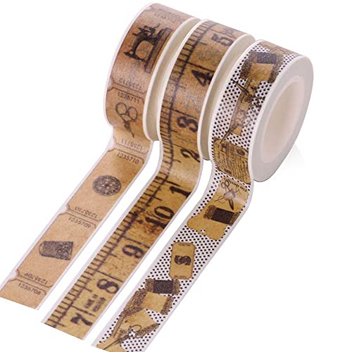 Stakee Washi Tapes Set 3 Rolls Vintage Decorative Washi Tapes Lineal Muster -maskierungsbänder Oder Scrapbooking Journals Planer von Stakee