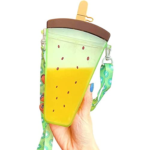 Süße Kiwi -wasserflasche Plastikwasserflaschen Stroh Tragbarer Verstellbarer Saftflasche Leckdelikte Flasche Süße Kiwi -wasserflasche Plastikwasserflaschen Stroh Tragbarer Verstellbarer Saftflasche Leckdelikte Flasche von Stakee