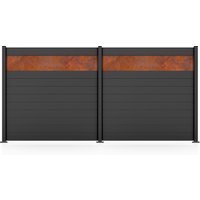STAKET PRO Gartenzaun "Komplettzaun Paneel 150" LxH: 368,4x187 cm, 2 Elemente á 180 cm Breite + Cortenstahl von Staket Pro