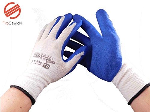 3 Paar Premium Arbeitshandschuhe S-Latex B Polyester Montagehandschuhe Gr. 8 von Stalco
