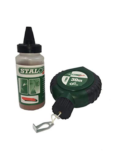 Schlagschnur Set mit Kreide - Schlagschnurgerät von STALCO – Einfache und schnelle Anwendung für 30m Schnur (Rot) von Stalco