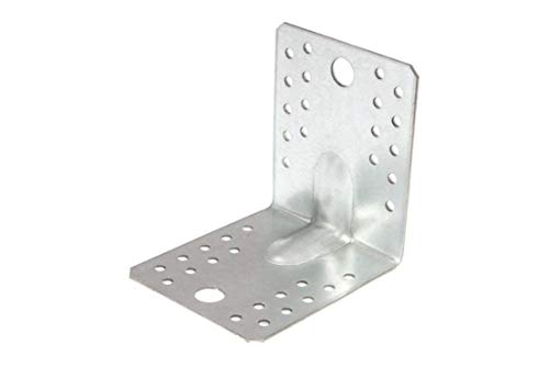 Stalco Set mit 50 Stück Winkelverbinder aus Stahl | Bauwinkel 50x50x35 mm Winkel Set | Stahlwinkel mit PW mit CE Zulassung Möbelverbinder | Holzverbinder Montagelöcher Klammern Eckwinkel von Stalco