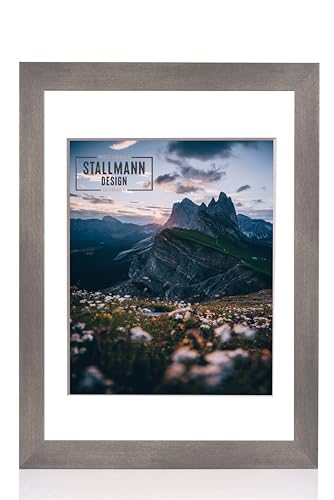 Rahmen mit Passepartout 20x30 cm (Bild 13x18) | Farbe: Stahl | 40 mm starke Rahmenleiste von Stallmann Design