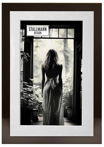 Stallmann Design Bilderrahmen mit Passepartout 40x60 cm (Bild 30x45) | Farbe: Schwarz glanz | 30 mm starke Rahmenleiste von Stallmann Design