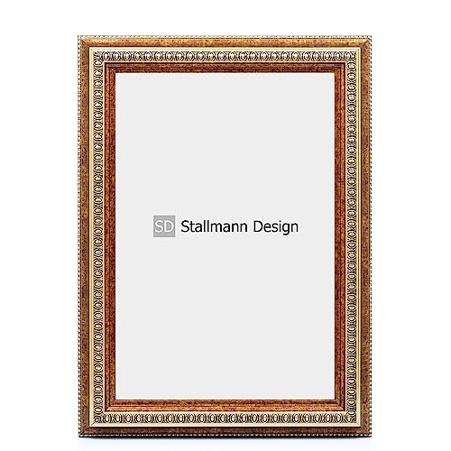 Stallmann Design Barockrahmen “FAME” | 29,7x42 cm | Braun | Echtholz-Bilderrahmen antik | 80 andere Größen verfügbar | Fotorahmen aus Holz im Vintagestyle von Stallmann Design