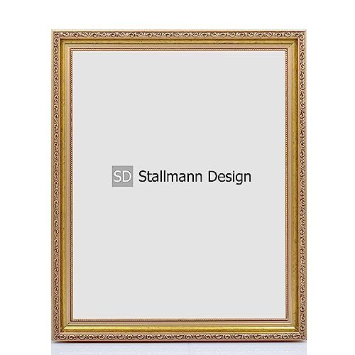 Stallmann Design Barockrahmen “OIA” | 13x18 cm | Gold | Echtholz-Bilderrahmen antik | mit Kunstglas | Fotorahmen aus Holz im Vintagestyle von Stallmann Design