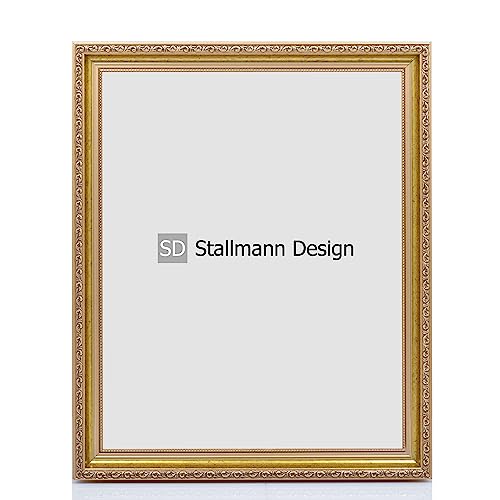 Stallmann Design Barockrahmen “OIA” | 20x50 cm | Gold | Echtholz-Bilderrahmen antik | mit Kunstglas | Fotorahmen aus Holz im Vintagestyle von Stallmann Design