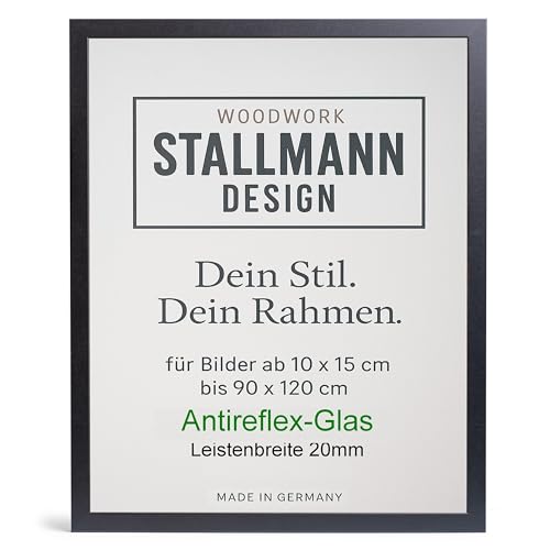 Stallmann Design Bilderrahmen 29,7 x 42 in Schwarz | mit Anti-Reflex-Kunstglas | 20 mm breite Rahmenleiste Stallmann Design Bilderrahmen 29,7 x 42 in Schwarz | mit Anti-Reflex-Kunstglas | 20 mm breite Rahmenleiste von Stallmann Design