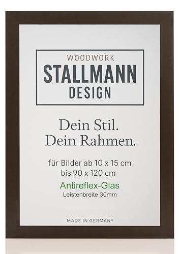 Stallmann Design Bilderrahmen 50 x 70 in Schwarz | mit Anti-Reflex-Glas | 30 mm breite Rahmenleiste von Stallmann Design