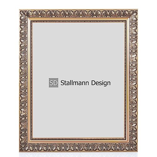 Stallmann Design Bilderrahmen Barockrahmen SWAN | 10x15 cm | Gold | Echtholz-Bilderrahmen antik | 80 andere Größen verfügbar | Fotorahmen aus Holz im Vintagestyle von Stallmann Design