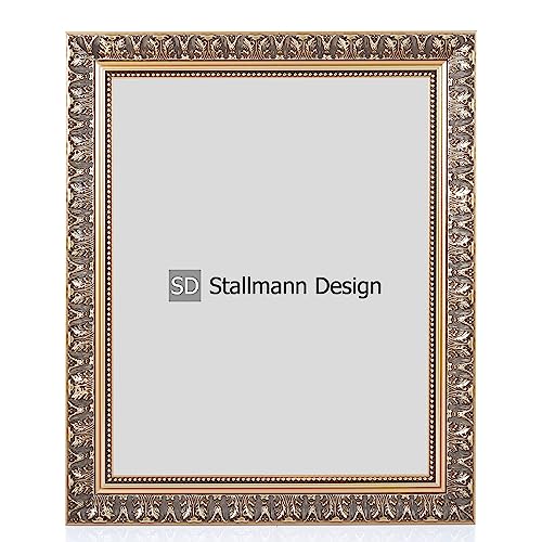 Stallmann Design Bilderrahmen Barockrahmen SWAN | 21x29,7 cm | Gold | Echtholz-Bilderrahmen antik | 80 andere Größen verfügbar | Fotorahmen aus Holz im Vintagestyle von Stallmann Design