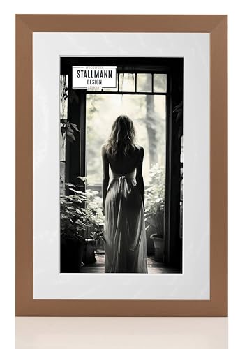 Stallmann Design Bilderrahmen mit Passepartout 20x25 cm (Bild 13x18) | Farbe: Bronze | 30 mm starke Rahmenleiste von Stallmann Design