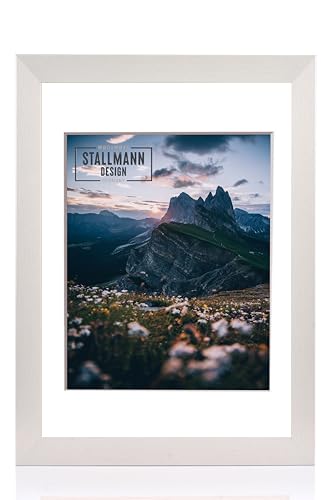 Stallmann Design Rahmen mit Passepartout 40x50 cm (Bild 30x40) | Farbe: Aluminium | 40 mm starke Rahmenleiste von Stallmann Design