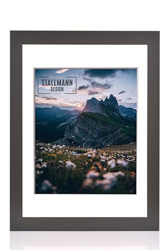 Stallmann Design Rahmen mit Passepartout 40x60 cm (Bild 30x45) | Farbe: Schwarz | 40 mm starke Rahmenleiste von Stallmann Design