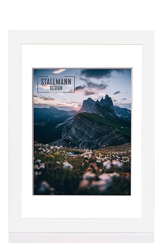 Stallmann Design Rahmen mit Passepartout 40x60 cm (Bild 30x45) | Farbe: Weiß | 40 mm starke Rahmenleiste von Stallmann Design