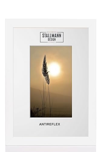 Stallmann Design Rahmen mit Passepartout & Anti-Reflex-Glas 42x59,4 cm (Bild 30x45) | Farbe: Weiß | 40 mm starke Rahmenleiste von Stallmann Design