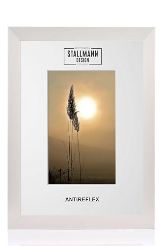 Rahmen mit Passepartout & Anti-Reflex-Kunstglas 59,4x84 cm (Bild 40x60) | Farbe: Aluminium | 40 mm starke Rahmenleiste von Stallmann Design