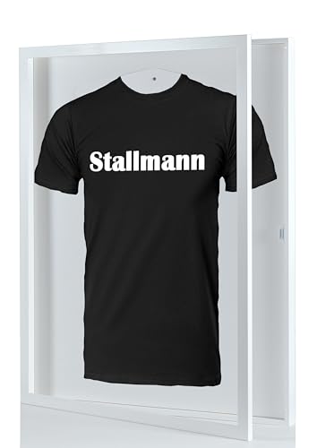 Stallmann Design Trikotrahmen 'Easy Click & Fill' mit Tür | Rahmen-Farbe: Weiß | Hintergrund: Weiß | Größe: 70 x 90 cm | hochwertige und leicht zu befüllende Vitrine für Trikots von Stallmann Design