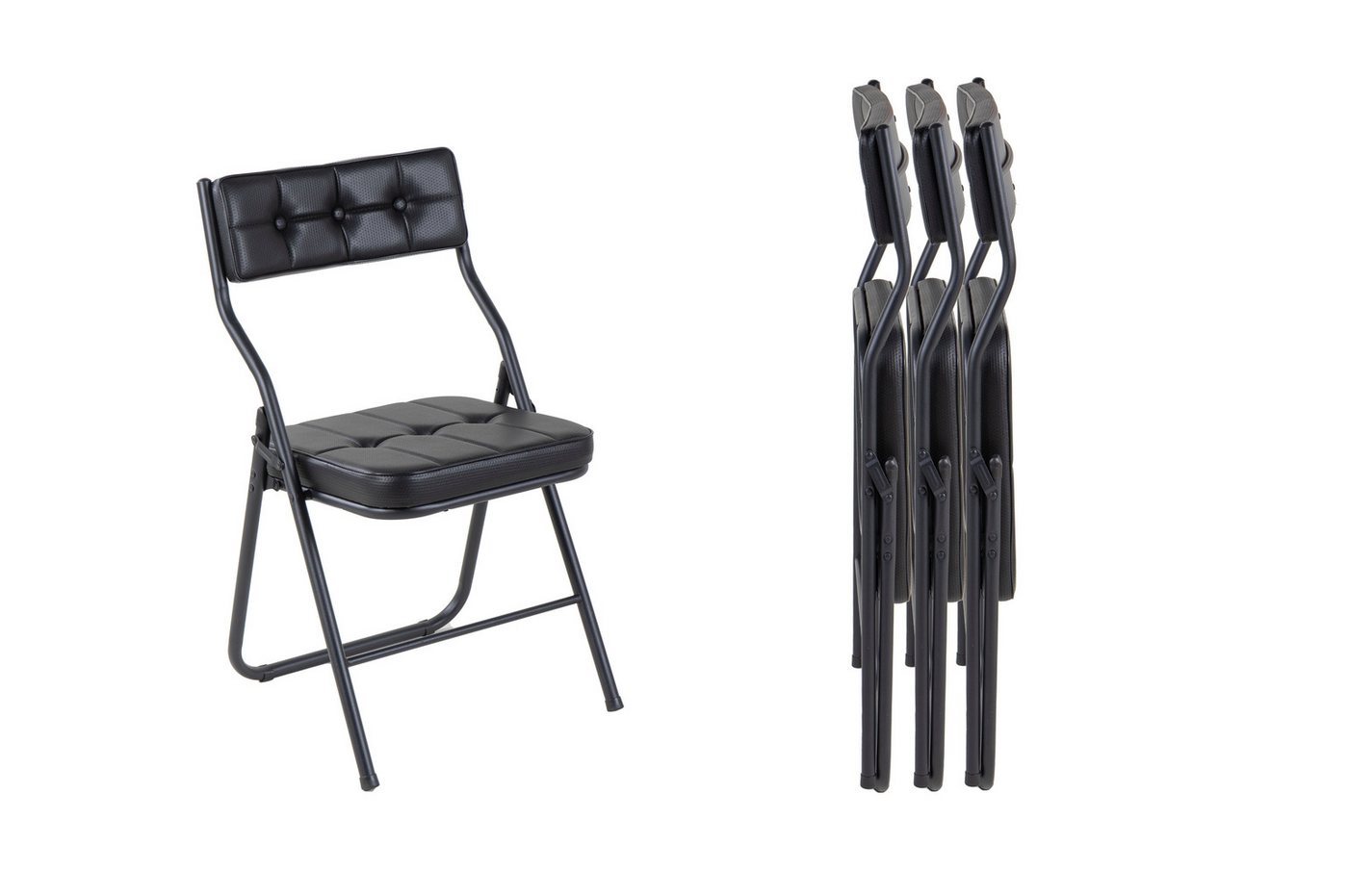 Stalwart Faltstuhl Premium Klappstuhl Gästestuhl bis 130 kg klappbar schwarz (4er Set, 4 St) von Stalwart