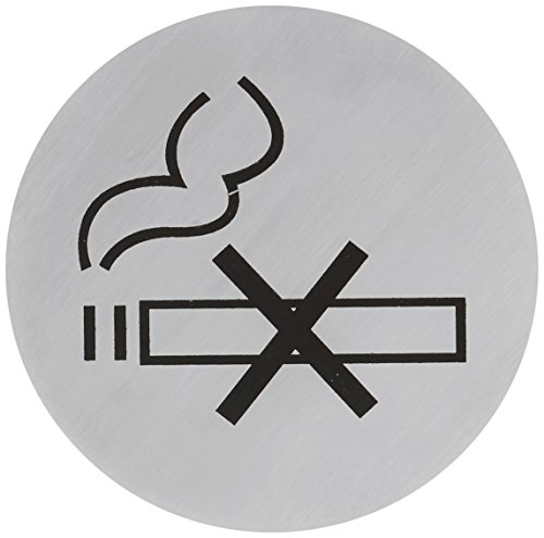 Stalwart u052 No Smoking Türschild, Edelstahl, selbstklebend, 7,5 cm Durchmesser von Stalwart