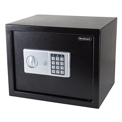 Stalwart 65-EK-30 Digitaler Kompakte Geldsicherungsbox aus Stahl Tastenfeld und 2 manuellen Überschreibschlüsseln – Schließkasten Wertsachen (schwarz) Elektronischer Safe, 17.9 in x 15.4 in x 15.2 in von Stalwart