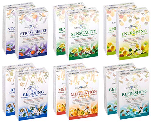Stamford 37360 Aromatherapie-Set Räucherkegel – 12 Packungen x 15 Kegel, Pflanzliches Material, Schwarz, Einheitsgröße, 180 Stamford 37360 Aromatherapie-Set Räucherkegel – 12 Packungen x 15 Kegel, Pflanzliches Material, Schwarz, Einheitsgröße, 180 von STAMFORD INC.