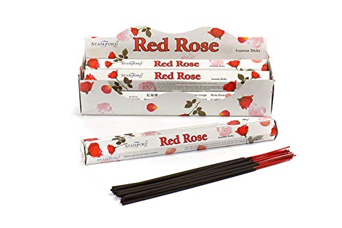 Stamford Red Rose Räucherstäbchen, Duft rote Rose, 20 Stück pro Pack, 6 Pack von Stamford
