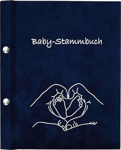 Baby-Stammbuch PAULCHEN - Mehr als eine Aufbewahrungsmappe - Mutterpasshülle U-Heft Impfausweis Impfpass Spezialhüllen/aus hochwertigem Velours in dunkelblau von Stammbuch der Familie