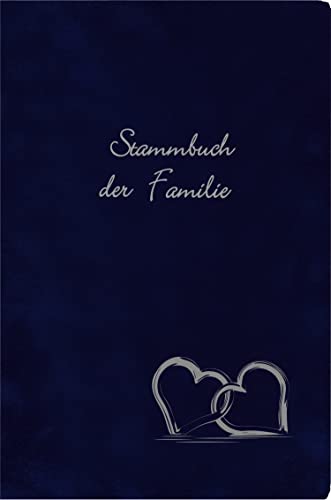 Stammbuch MAGRIT - dunkelblau, Velours, Prägung Herzen, Stammbuchformat A5 von Stammbuchverlag