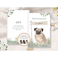 Eu-Heimtierausweis Hund Hundepasshülle Hülle Personalisiert Name Mops Pug Impfpassshülle Für Tierpass Schutzhülle von Stammbuchshop