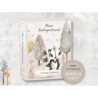 Kindergarten Ordner Personalisiert Namen Wildlife Waschbär Waldtiere - Meine Kindergartenzeit Kindergartenordner Sammelordner Junge Mädchen von Stammbuchshop