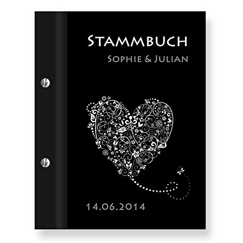 Stammbuch der Familie personalisiert 'Mamba' Einband schwarz A5 Familienbuch Familienstammbuch Stammbaum Stammbücher Holzbuch Hochzeit von Stammbuchshop