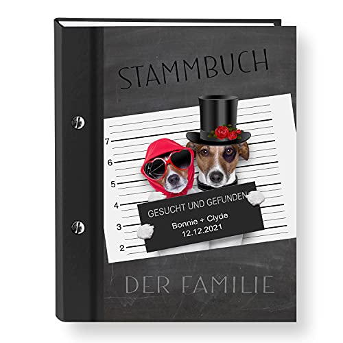 Stammbuch der Familie personalisiert, Dog Wanted, schwarz, A4, ca. 24 x 31 cm, Familienstammbuch, Stammbücher Hochzeit, Standesamt von Stammbuchshop