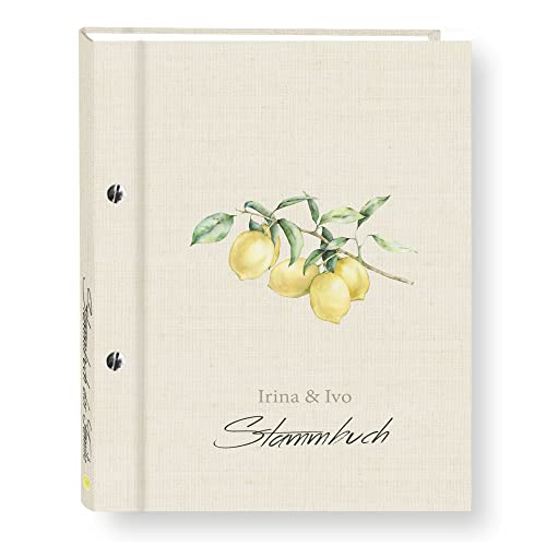 Stammbuch der Familie personalisiert Citro gelb A4 ca. 24 x 31 cm Familienstammbuch Stammbücher Handarbeit Zitronen von Stammbuchshop