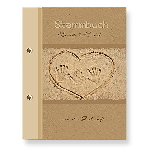 Stammbuchshop stb Hand_Kind_a5 Familienstammbuch, BilddesignerfolieKunstleder, Beige, 23 x 18 x 1,7 cm von Stammbuchshop