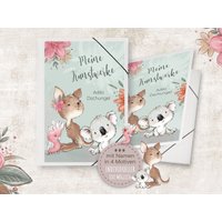 Zeichenmappe A4 O. A3 Kindergarten Mappe Personalisiert Name Australo Känguru Koalabär Papagei Kunstwerke Erinnerungsmappe Sammelmappe Junge von Stammbuchshop