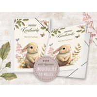 Zeichenmappe A4 O. A3 Kindergarten Mappe Personalisiert Namen Sweet Babie Hase - Meine Kunstwerke Erinnerungsmappe Sammelmappe Junge Mädchen von Stammbuchshop