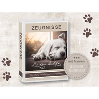Zeugnismappe Mit Name Personalisiert Bello A4 Schule Schulanfang Schulkind Hund Hundebaby Mädchen Junge von Stammbuchshop