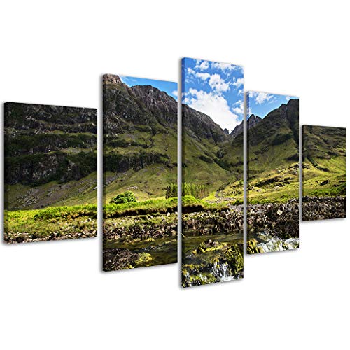 Bild auf Leinwand Scozia 094 moderne Bilder in 5 bereits gerahmten Paneelen fertig zum Aufhängen, 200 x 90 cm von Stampe su Tela