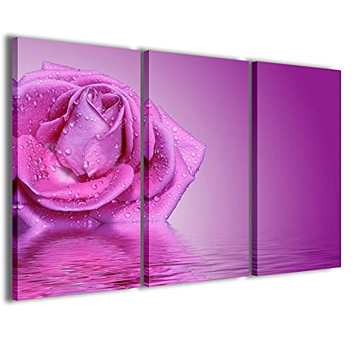 Druck auf Leinwand Blumen, Fantsy Rose II Moderne Bilder in 3 Paneelen, fertig zum Aufhängen, 120 x 90 cm von Stampe su Tela