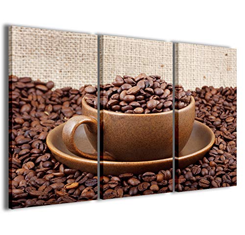 Druck auf Leinwand Food&Drink, Coffe VII moderne Kaffee in 3 Paneelen bereits eingefasst, fertig zum Aufhängen, 120 x 90 cm von Stampe su Tela
